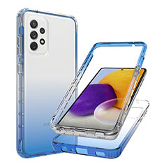 Coque Ultra Fine Transparente Souple Housse Etui 360 Degres Avant et Arriere Degrade JX1 pour Samsung Galaxy A72 5G Bleu