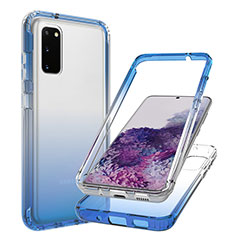 Coque Ultra Fine Transparente Souple Housse Etui 360 Degres Avant et Arriere Degrade JX1 pour Samsung Galaxy S20 5G Bleu