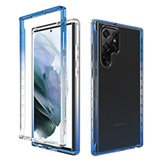 Coque Ultra Fine Transparente Souple Housse Etui 360 Degres Avant et Arriere Degrade M01 pour Samsung Galaxy S21 Ultra 5G Bleu