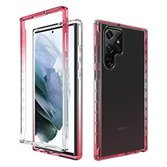 Coque Ultra Fine Transparente Souple Housse Etui 360 Degres Avant et Arriere Degrade M01 pour Samsung Galaxy S21 Ultra 5G Rouge