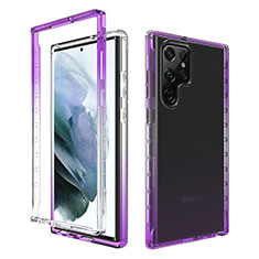 Coque Ultra Fine Transparente Souple Housse Etui 360 Degres Avant et Arriere Degrade M01 pour Samsung Galaxy S21 Ultra 5G Violet
