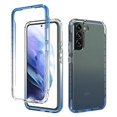 Coque Ultra Fine Transparente Souple Housse Etui 360 Degres Avant et Arriere Degrade M01 pour Samsung Galaxy S22 5G Bleu