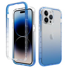 Coque Ultra Fine Transparente Souple Housse Etui 360 Degres Avant et Arriere Degrade pour Apple iPhone 13 Pro Max Bleu