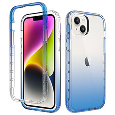 Coque Ultra Fine Transparente Souple Housse Etui 360 Degres Avant et Arriere Degrade pour Apple iPhone 14 Plus Bleu