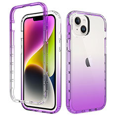 Coque Ultra Fine Transparente Souple Housse Etui 360 Degres Avant et Arriere Degrade pour Apple iPhone 14 Plus Violet
