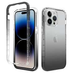 Coque Ultra Fine Transparente Souple Housse Etui 360 Degres Avant et Arriere Degrade pour Apple iPhone 14 Pro Gris Fonce