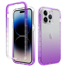 Coque Ultra Fine Transparente Souple Housse Etui 360 Degres Avant et Arriere Degrade pour Apple iPhone 14 Pro Max Violet