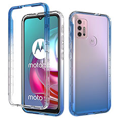 Coque Ultra Fine Transparente Souple Housse Etui 360 Degres Avant et Arriere Degrade pour Motorola Moto G10 Bleu
