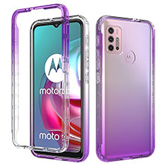 Coque Ultra Fine Transparente Souple Housse Etui 360 Degres Avant et Arriere Degrade pour Motorola Moto G10 Power Violet