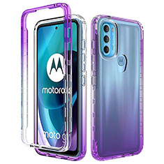 Coque Ultra Fine Transparente Souple Housse Etui 360 Degres Avant et Arriere Degrade pour Motorola Moto G71 5G Violet