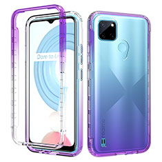 Coque Ultra Fine Transparente Souple Housse Etui 360 Degres Avant et Arriere Degrade pour Realme C21Y Violet