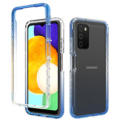 Coque Ultra Fine Transparente Souple Housse Etui 360 Degres Avant et Arriere Degrade pour Samsung Galaxy A03s Bleu