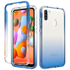 Coque Ultra Fine Transparente Souple Housse Etui 360 Degres Avant et Arriere Degrade pour Samsung Galaxy A11 Bleu