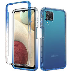 Coque Ultra Fine Transparente Souple Housse Etui 360 Degres Avant et Arriere Degrade pour Samsung Galaxy A12 Nacho Bleu