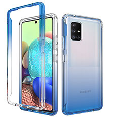 Coque Ultra Fine Transparente Souple Housse Etui 360 Degres Avant et Arriere Degrade pour Samsung Galaxy A71 5G Bleu