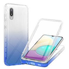 Coque Ultra Fine Transparente Souple Housse Etui 360 Degres Avant et Arriere Degrade pour Samsung Galaxy M02 Bleu