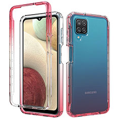 Coque Ultra Fine Transparente Souple Housse Etui 360 Degres Avant et Arriere Degrade pour Samsung Galaxy M12 Rouge