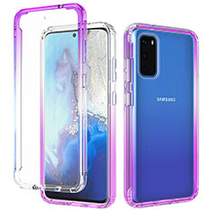 Coque Ultra Fine Transparente Souple Housse Etui 360 Degres Avant et Arriere Degrade pour Samsung Galaxy S20 5G Violet