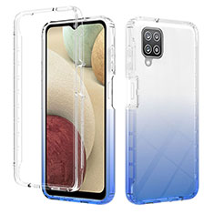 Coque Ultra Fine Transparente Souple Housse Etui 360 Degres Avant et Arriere Degrade YB2 pour Samsung Galaxy A12 Nacho Bleu