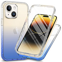 Coque Ultra Fine Transparente Souple Housse Etui 360 Degres Avant et Arriere ZJ1 pour Apple iPhone 14 Plus Bleu