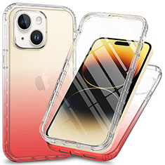 Coque Ultra Fine Transparente Souple Housse Etui 360 Degres Avant et Arriere ZJ1 pour Apple iPhone 14 Plus Rouge