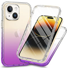 Coque Ultra Fine Transparente Souple Housse Etui 360 Degres Avant et Arriere ZJ1 pour Apple iPhone 15 Plus Violet