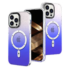 Coque Ultra Fine Transparente Souple Housse Etui Degrade avec Mag-Safe Magnetic Magnetique pour Apple iPhone 15 Pro Bleu