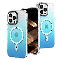 Coque Ultra Fine Transparente Souple Housse Etui Degrade avec Mag-Safe Magnetic Magnetique pour Apple iPhone 15 Pro Bleu Ciel