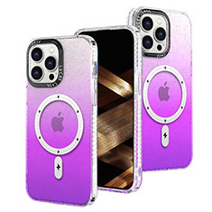 Coque Ultra Fine Transparente Souple Housse Etui Degrade avec Mag-Safe Magnetic Magnetique pour Apple iPhone 15 Pro Violet