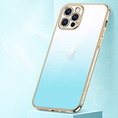 Coque Ultra Fine Transparente Souple Housse Etui Degrade S01 pour Apple iPhone 13 Pro Bleu