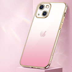 Coque Ultra Fine Transparente Souple Housse Etui Degrade S01 pour Apple iPhone 14 Plus Or Rose