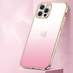 Coque Ultra Fine Transparente Souple Housse Etui Degrade S01 pour Apple iPhone 14 Pro Max Or Rose