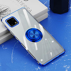 Coque Ultra Slim Silicone Souple Housse Etui Transparente avec Support Bague Anneau Aimante Magnetique AN1 pour Sharp Aquos Sense6s Bleu