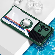 Coque Ultra Slim Silicone Souple Housse Etui Transparente avec Support Bague Anneau Aimante Magnetique BH1 pour Vivo iQOO 10 5G Vert