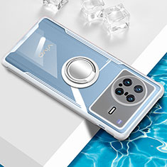 Coque Ultra Slim Silicone Souple Housse Etui Transparente avec Support Bague Anneau Aimante Magnetique BH1 pour Vivo X Note Blanc