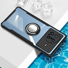 Coque Ultra Slim Silicone Souple Housse Etui Transparente avec Support Bague Anneau Aimante Magnetique BH1 pour Vivo X Note Noir