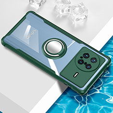 Coque Ultra Slim Silicone Souple Housse Etui Transparente avec Support Bague Anneau Aimante Magnetique BH1 pour Vivo X Note Vert