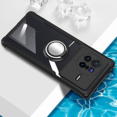 Coque Ultra Slim Silicone Souple Housse Etui Transparente avec Support Bague Anneau Aimante Magnetique BH1 pour Vivo X80 5G Noir