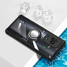 Coque Ultra Slim Silicone Souple Housse Etui Transparente avec Support Bague Anneau Aimante Magnetique BH1 pour Xiaomi Black Shark 5 5G Noir