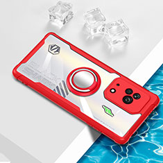 Coque Ultra Slim Silicone Souple Housse Etui Transparente avec Support Bague Anneau Aimante Magnetique BH1 pour Xiaomi Black Shark 5 5G Rouge