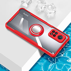 Coque Ultra Slim Silicone Souple Housse Etui Transparente avec Support Bague Anneau Aimante Magnetique BH1 pour Xiaomi Mi 10T 5G Rouge