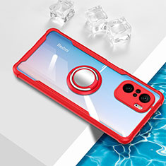 Coque Ultra Slim Silicone Souple Housse Etui Transparente avec Support Bague Anneau Aimante Magnetique BH1 pour Xiaomi Mi 11X 5G Rouge