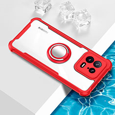 Coque Ultra Slim Silicone Souple Housse Etui Transparente avec Support Bague Anneau Aimante Magnetique BH1 pour Xiaomi Mi 13 5G Rouge