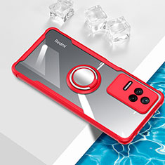 Coque Ultra Slim Silicone Souple Housse Etui Transparente avec Support Bague Anneau Aimante Magnetique BH1 pour Xiaomi Poco F4 5G Rouge