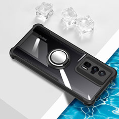 Coque Ultra Slim Silicone Souple Housse Etui Transparente avec Support Bague Anneau Aimante Magnetique BH1 pour Xiaomi Poco F5 Pro 5G Noir