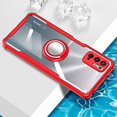 Coque Ultra Slim Silicone Souple Housse Etui Transparente avec Support Bague Anneau Aimante Magnetique BH1 pour Xiaomi Redmi Note 10 5G Rouge