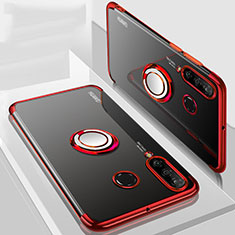 Coque Ultra Slim Silicone Souple Housse Etui Transparente avec Support Bague Anneau Aimante Magnetique C01 pour Huawei P30 Lite Rouge