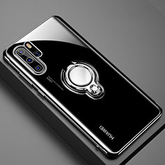 Coque Ultra Slim Silicone Souple Housse Etui Transparente avec Support Bague Anneau Aimante Magnetique C01 pour Huawei P30 Pro Noir