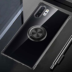 Coque Ultra Slim Silicone Souple Housse Etui Transparente avec Support Bague Anneau Aimante Magnetique C01 pour Samsung Galaxy Note 10 Plus 5G Noir