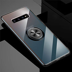 Coque Ultra Slim Silicone Souple Housse Etui Transparente avec Support Bague Anneau Aimante Magnetique C01 pour Samsung Galaxy S10 Noir